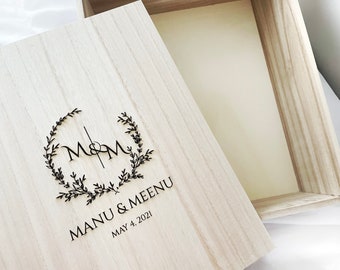 Personalized Wooden Keepsake Box: Large Engraved Wedding Memory Box
