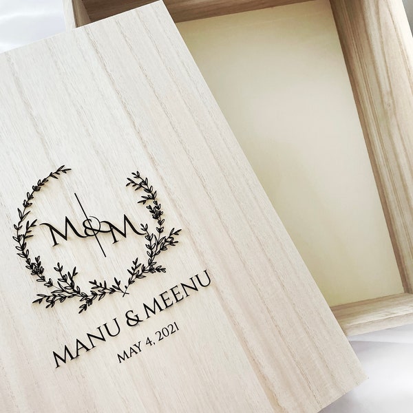 Personalized Wooden Keepsake Box, Large Custom Wedding Memory Box, Engraved Gift Box, Rustic Keepsake Box, Anniversary Gift, Christmas Gift