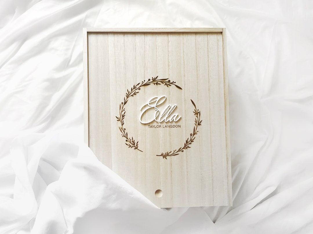 Personalized Wooden Baby Keepsake Box, Large Custom Baby Memory Box ...