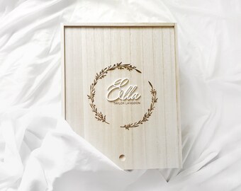 Personalized Wooden Baby Keepsake Box, Large Custom Baby Memory Box, Rustic Keepsake Baby Box, Birth Stats Keepsake, Newborn Christmas Gift
