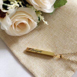 Custom Engraved Bar Necklace: Personalized Jewelry Gift