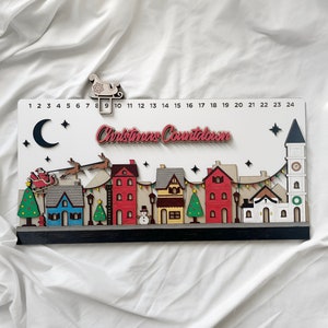 Christmas Countdown, Wooden Christmas Countdown Sign, Family Countdown to Christmas, Personalized Advent Calendar, Days Until Christmas 2023