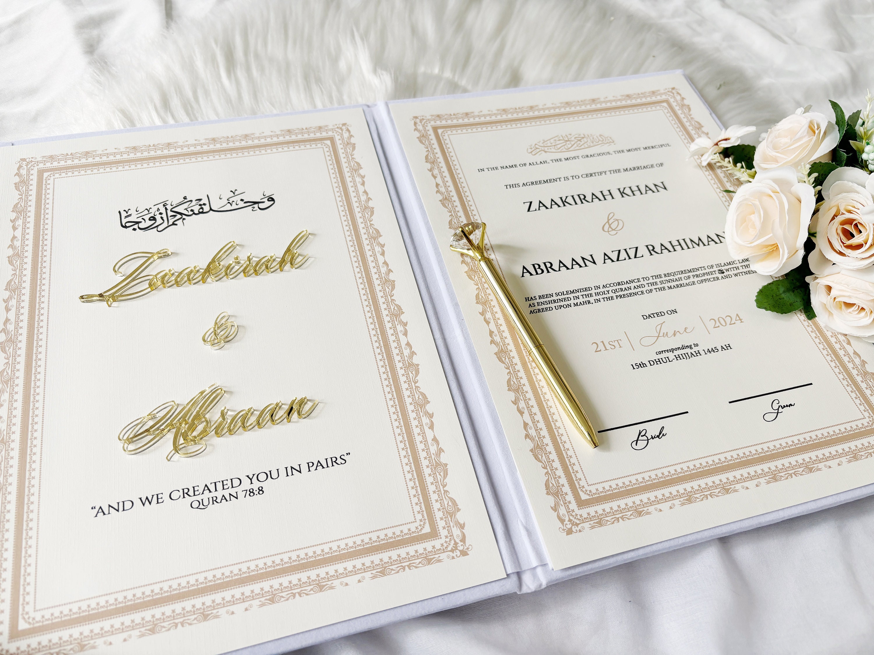 Personalized Nikkah Contract Folder: Islamic Wedding Keepsake - Etsy