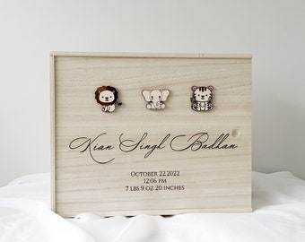 Custom Newborn Memory Box with Birth Stats - Personalized Gift for Rustic Nursery