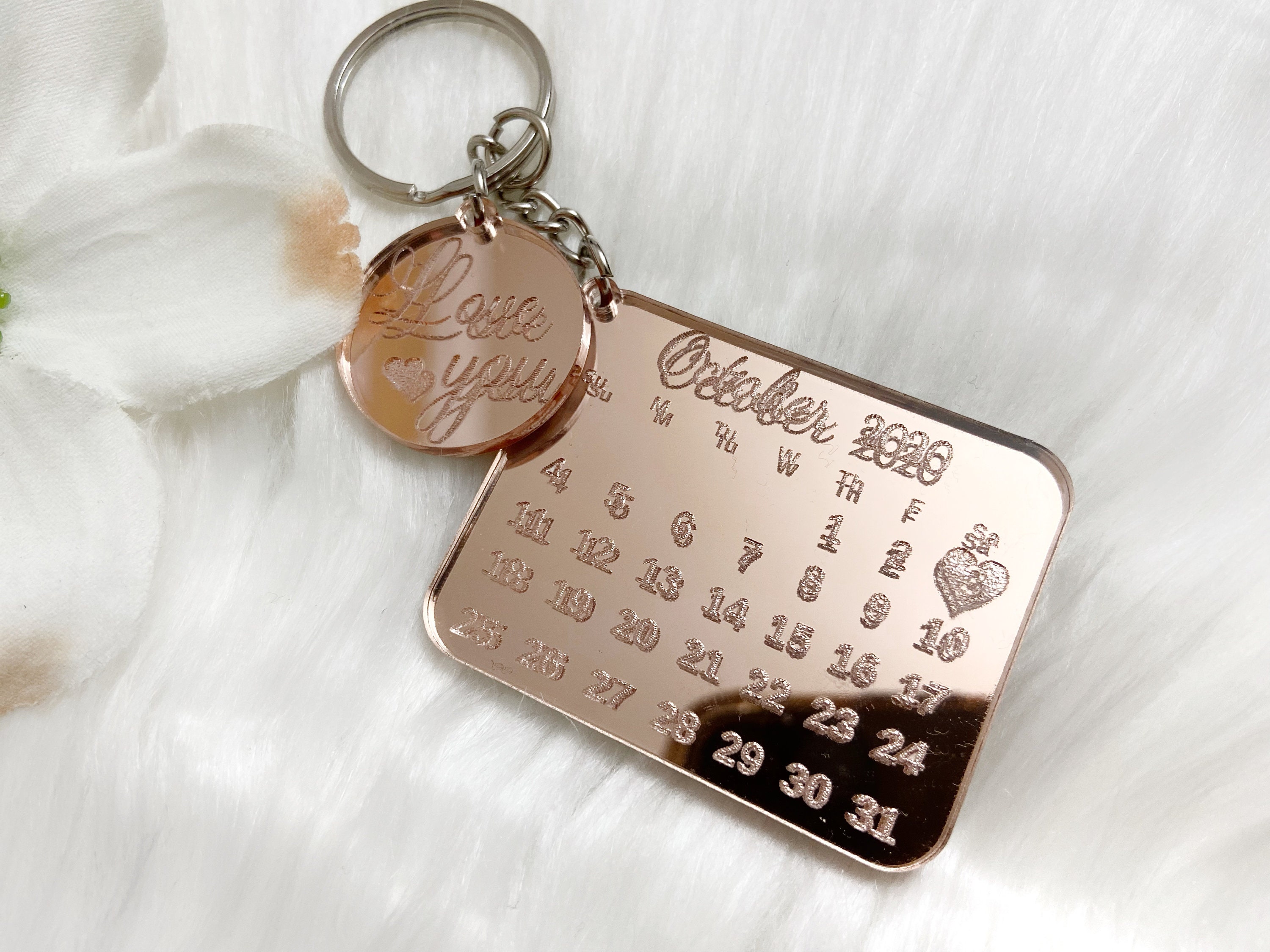 Unique Calendar Date Keychain Anniversary Gift Engagement Etsy