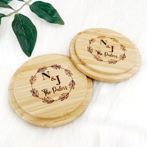 Custom Engraved Coasters,  Personalized Wood Coasters, Coasters Set, Housewarming Gift, Bridal Shower Gift, Wedding Gift, Kitchen Decor