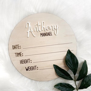Wooden Birth Announcement Plaque, Birth Announcement Sign, Modern Birth Announcement, Newborn Name Sign, Newborn Baby Sign, Birth Stat Sign
