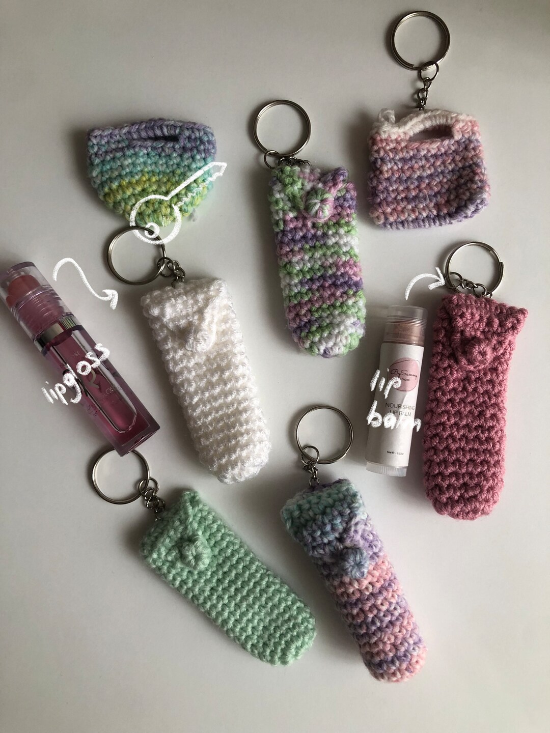 Lip Balm & Lipstick Keychain Holder, Crochet Keychain, Chapstick Holder Etsy