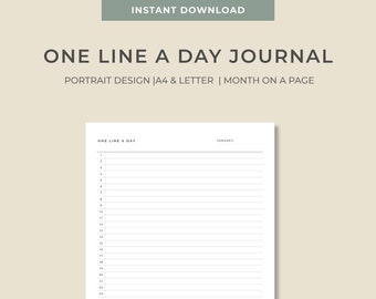 Minimalist One Line A Day Journal: A4, Letter Size (Digital Download)