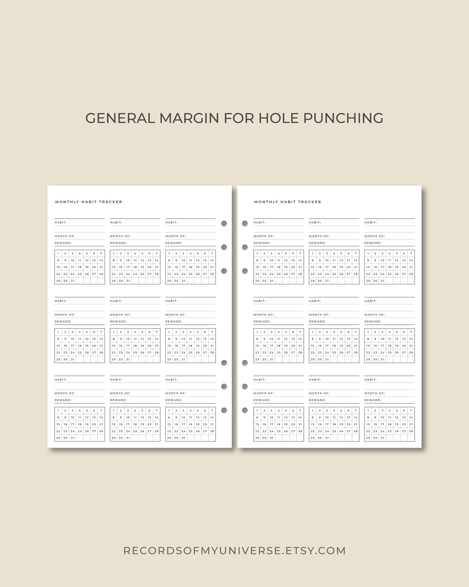 A5 Monthly Habit Tracker Template Printable 2 Types A5 | Etsy