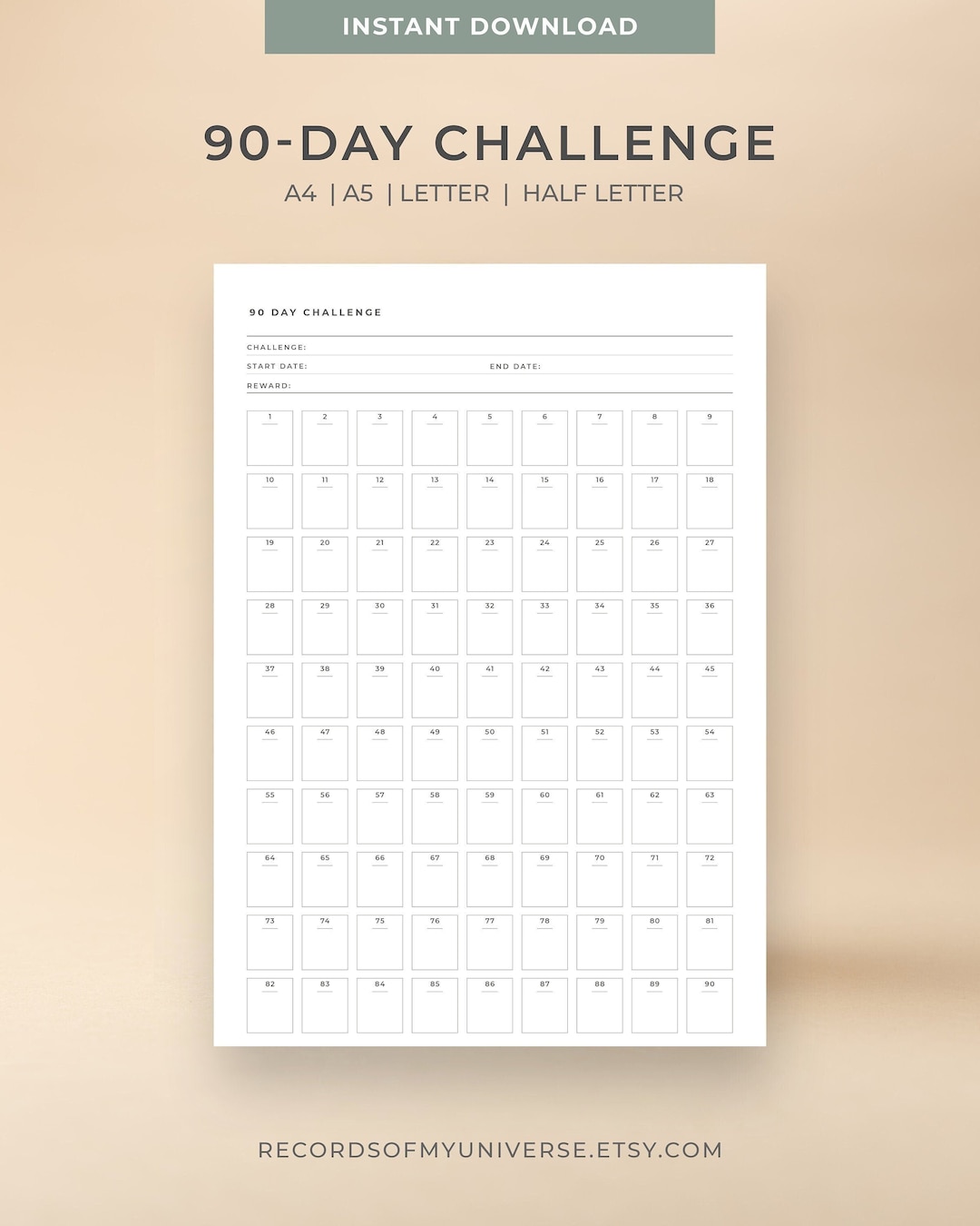 Printable & Editable 90 Day Challenge Goal Tracker A4, A5, Letter, Half Letter Size Instant Download Blank Challenge Goal Tracker - Etsy printable-editable-90-day-challenge-goal-tracker-a4-a5-letter-half-letter-size-instant-download-blank-challenge-goal-tracker-etsy