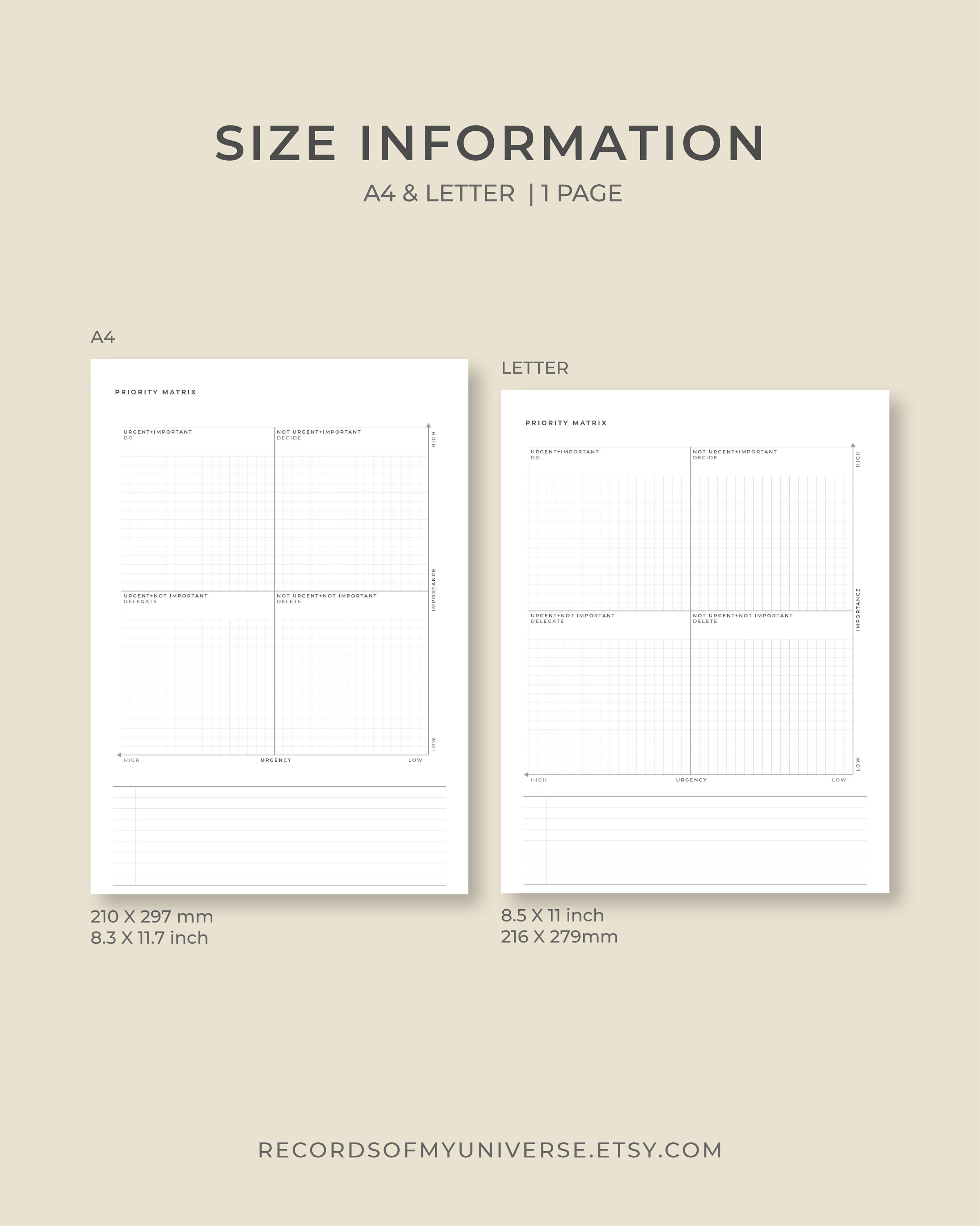 Printable &amp; Editable A4, Letter Eisenhower Priority Matrix Template PDF ...