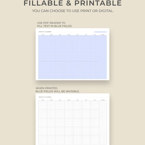 Printable & Editable Minimal Square Grid Planner Template Printable | A4, Letter Size | Mon, Sun ...