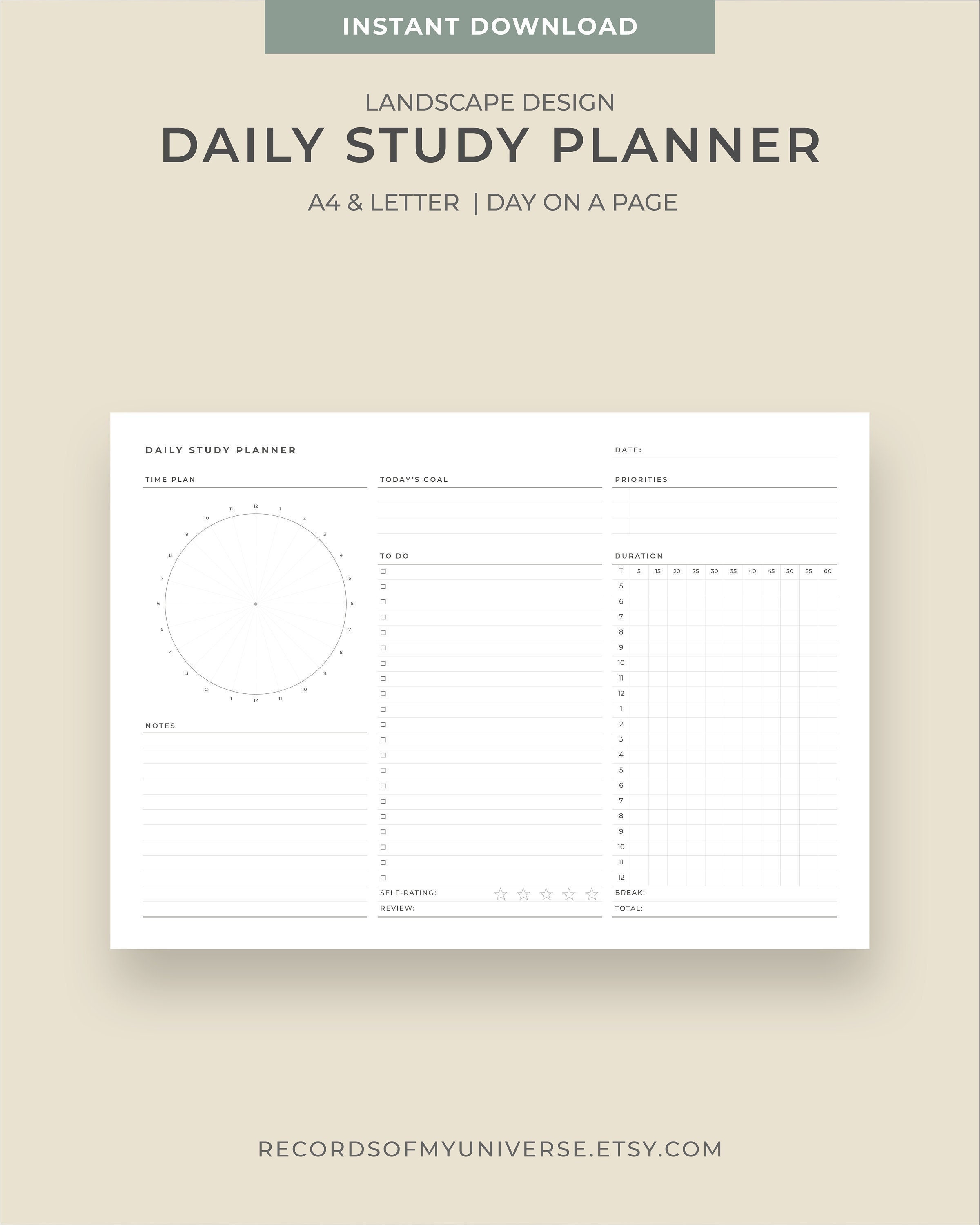 Printable & Editable Daily Study Planner Template Printable | A4 ...