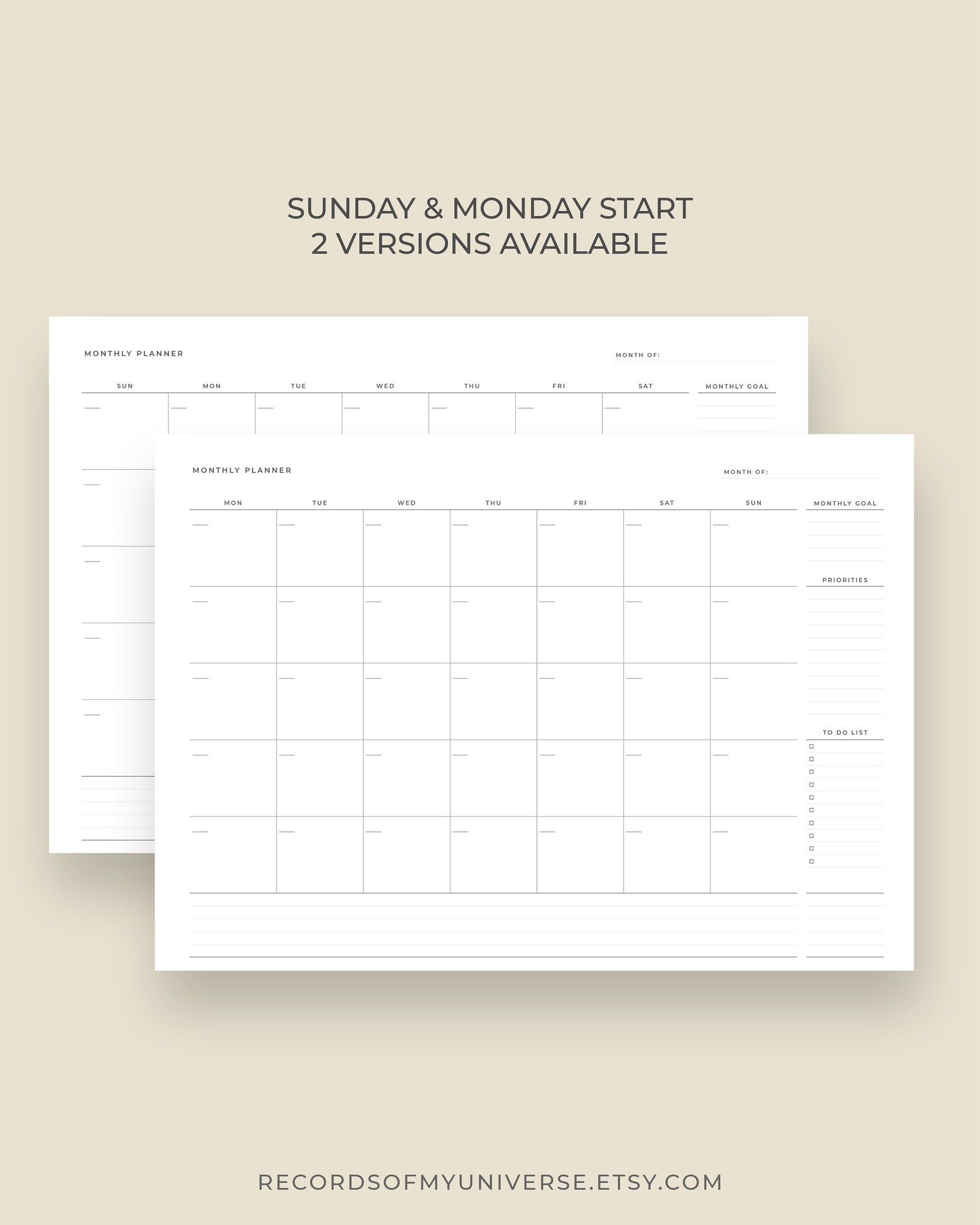 Printable & Editable Productivity Monthly Schedule Planner Etsy UK