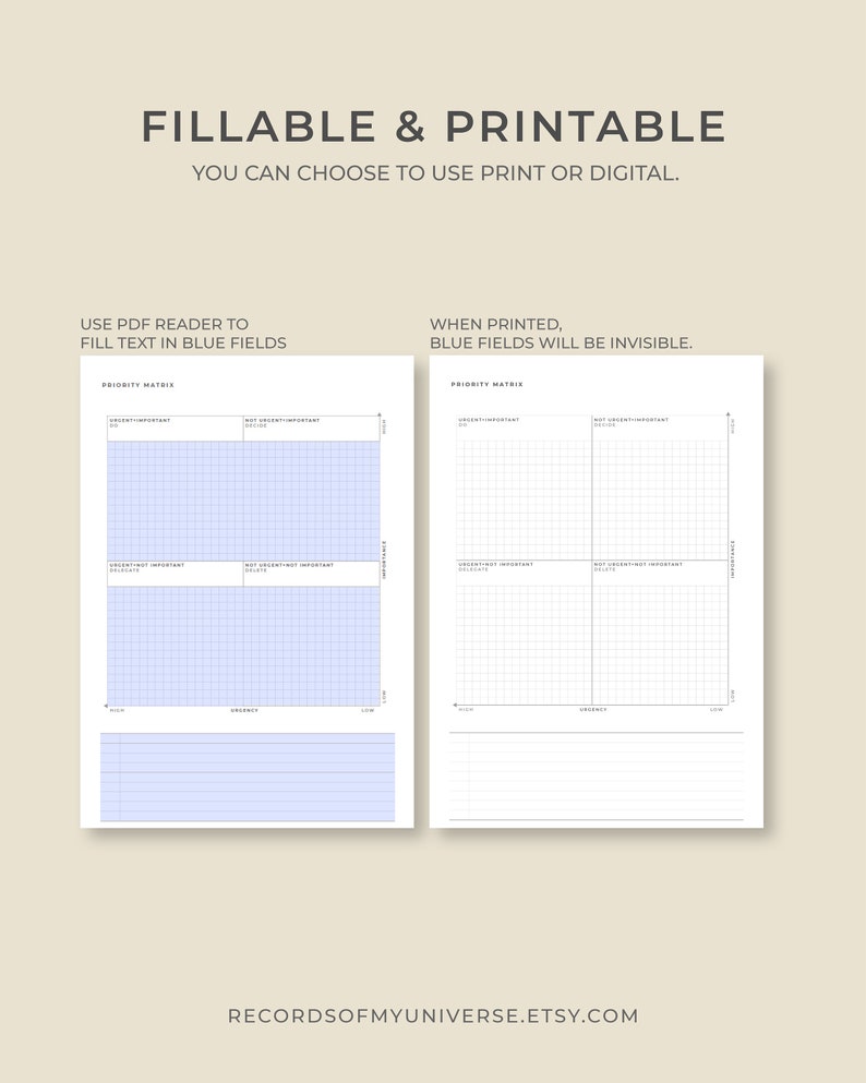 Printable & Editable A4, Letter Eisenhower Priority Matrix Template PDF ...