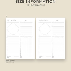 A5 Daily Study Planner Template Printable | Clock Planner | Instant ...