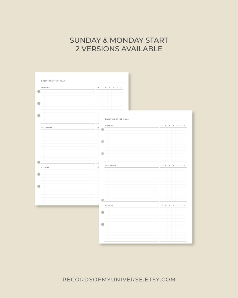 Printable & Editable 2 Types of Daily Routine Planner A4 , Letter Size ...