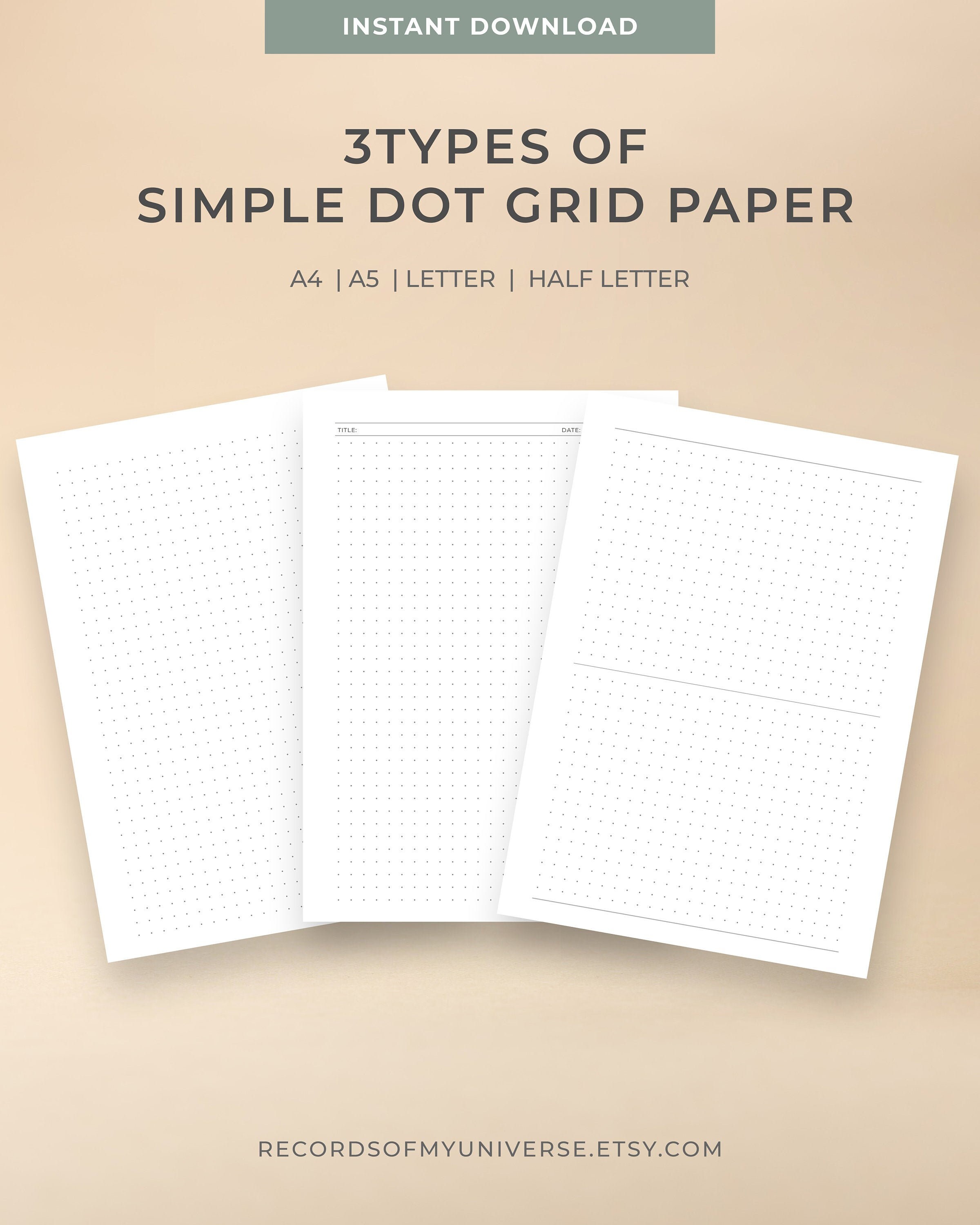 3 types of printable dot grid paper available in 4 sizes a4 etsy