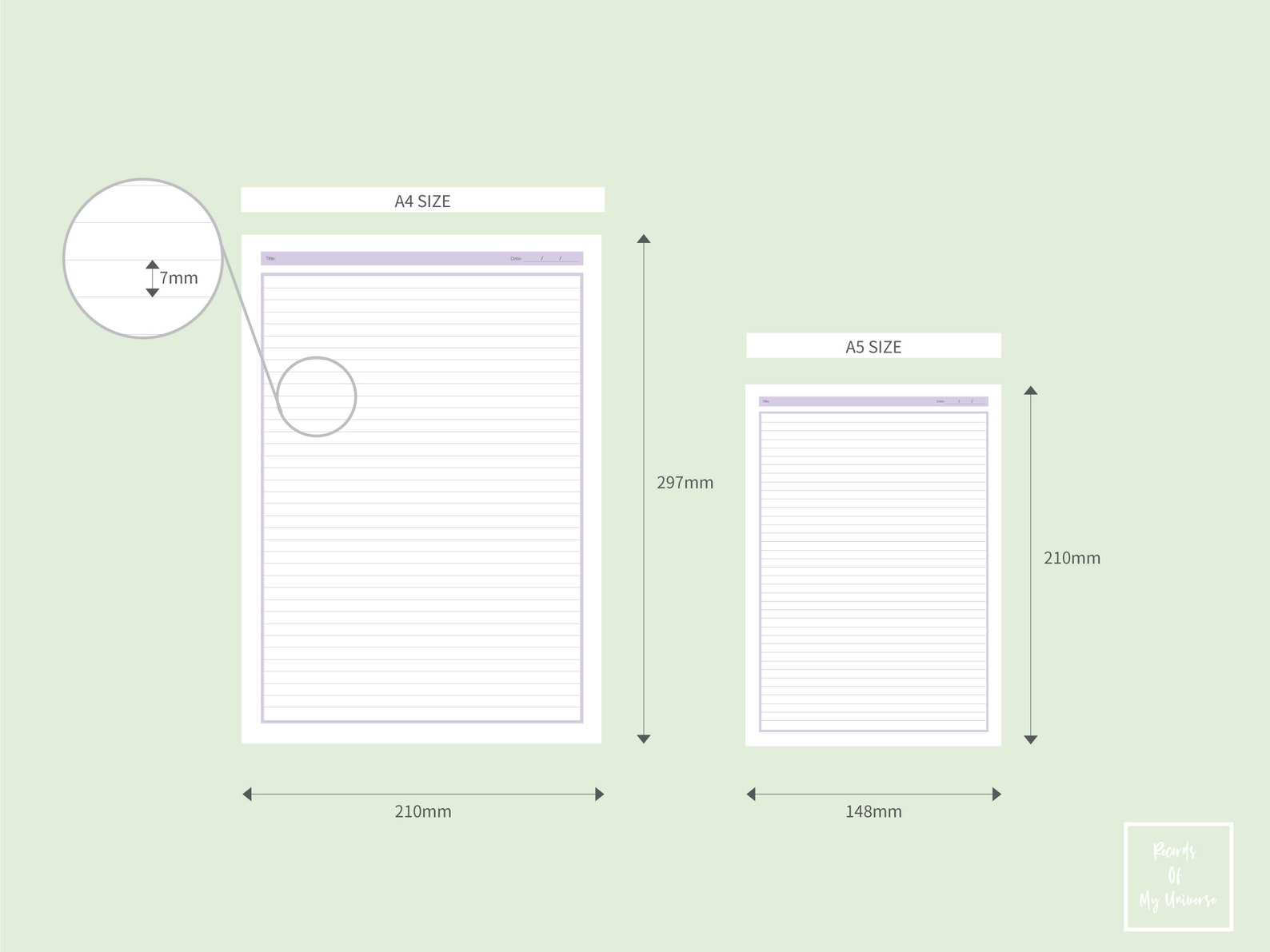 A4&amp;A5 Size Printable lined paper/lined page/Planner insert | Etsy