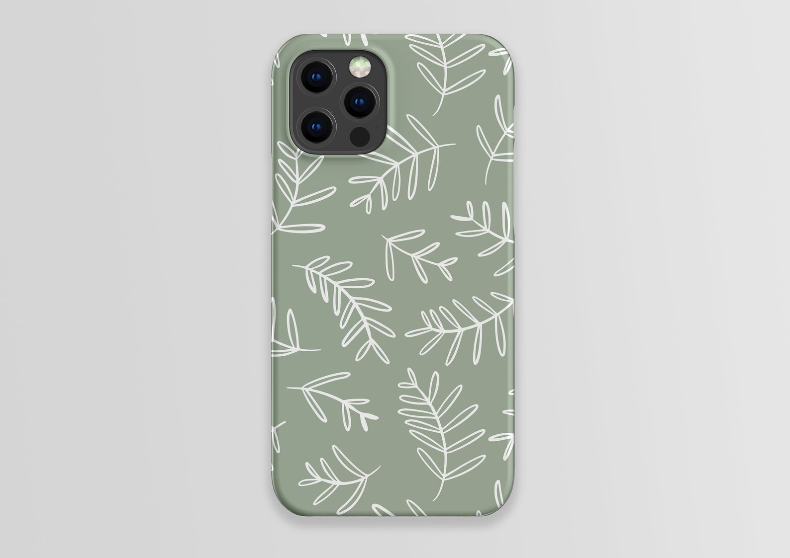 Olive Green Floral Pattern iPhone Case Matte iPhone Case Etsy