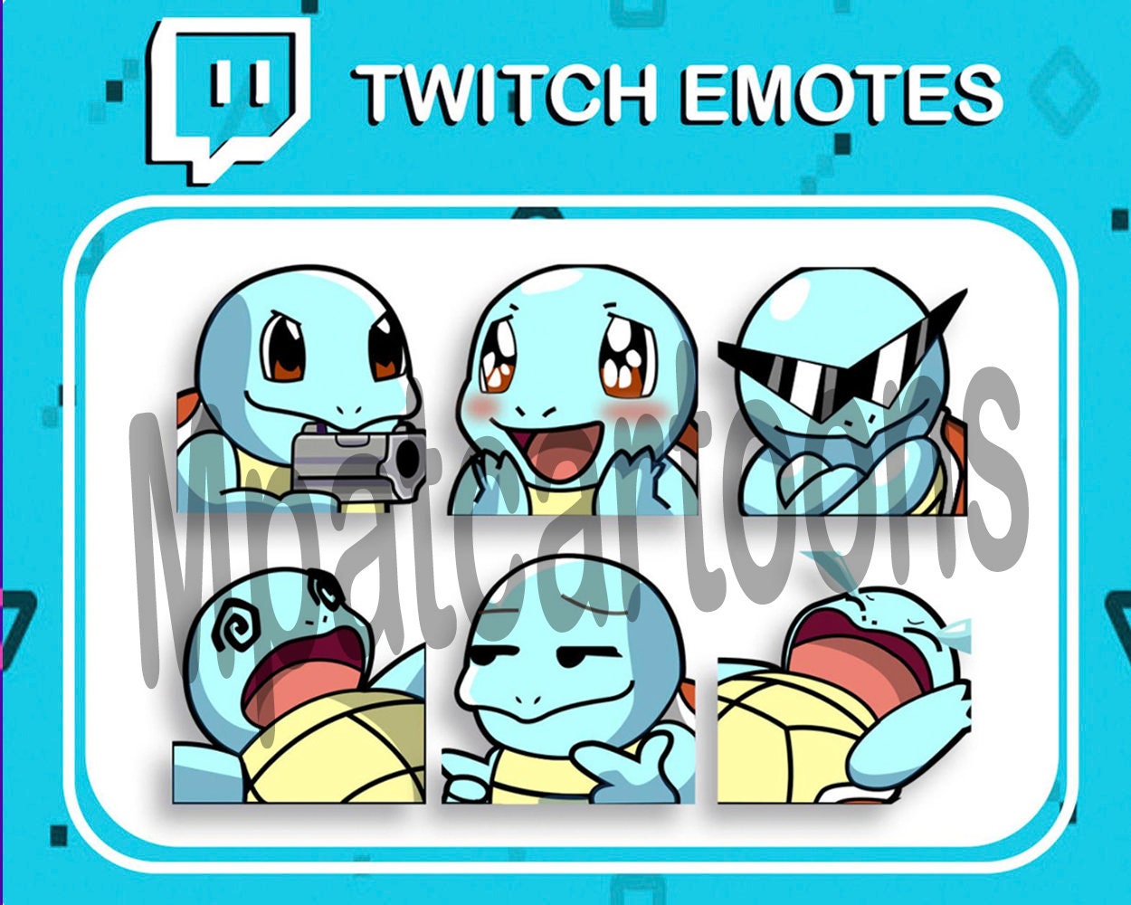 x6 twitch emotes - Squirtle