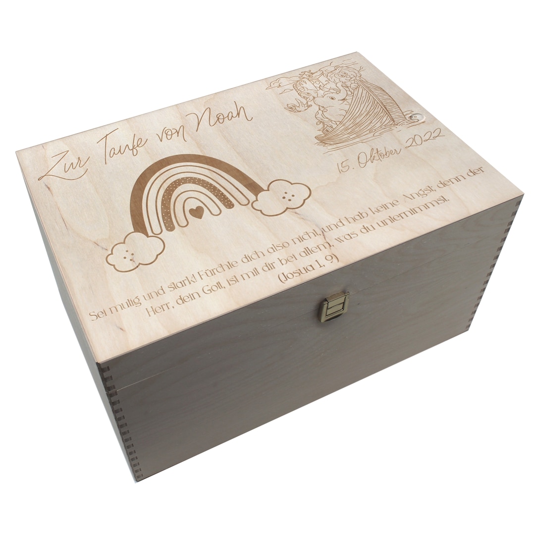 Personalized Baptism Box With Hinged Lid Box XXL Storage Box Memory Box ...