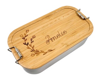 Brotdose Blumen, Personalisierte Brotdose, personalisierte Lunchbox, floral, Brotdose Mädchen, Schulanfang, Geschenk Mädchen, Vesperdose