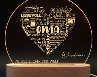 Personalized night light, night light with name, Grandma gift, Grandma birthday gift, Grandma's birthday, bedside lamp, gifts for Grandma