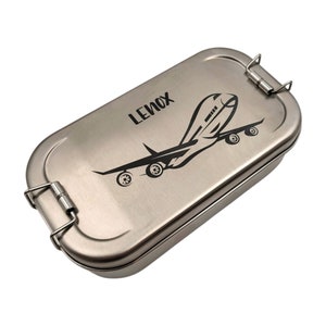 Flugzeug, Personalisierte Brotdose, Einschulung Geschenk Junge, Brotdose Flieger, Pilot, Brotdose mit Namen, Vesperdose, Geschenk für Männer