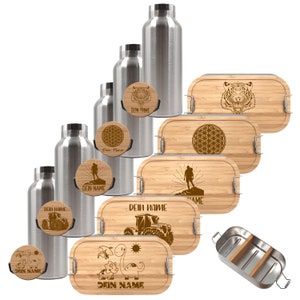 Boîte à lunch et gourde personnalisée, boîte à lunch pour enfants personnalisée, gourde personnalisée, gourde boîte à lunch avec nom
