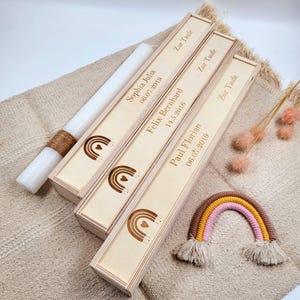 Kerzenbox Taufkerze, personalisierte Taufkerzenbox, Kerzenboxaufbewahrung, Kommunion, Taufgeschenk, Taufe Junge, Taufe Mädchen,Baby Geschenk