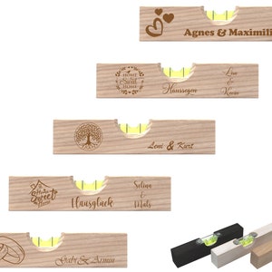 Spirit level wood personalized for house blessing, house happiness, topping out ceremony, housewarming gift, housewarming gift, wedding gift