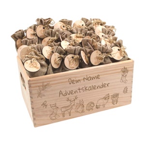 Calendario natalizio in legno, calendario dell'Avvento da riempire, scatola dell'Avvento per bambini, calendario dell'Avvento per bambini, scatola calendario dell'Avvento in legno, animali della foresta