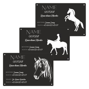 Stabiel bord, boxbord gepersonaliseerd, paardenbord 29 x 19 cm, glanzend zwarte laser gegraveerd, UV-bestendig, waterdicht, duurzaam