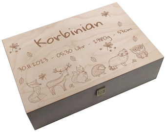 Personalisierte Erinnerungsbox mit Klappdeckel Box XL Aufbewahrungsbox Erinnerungskiste mit Namen Holzkiste für Kinder Geschenkbox