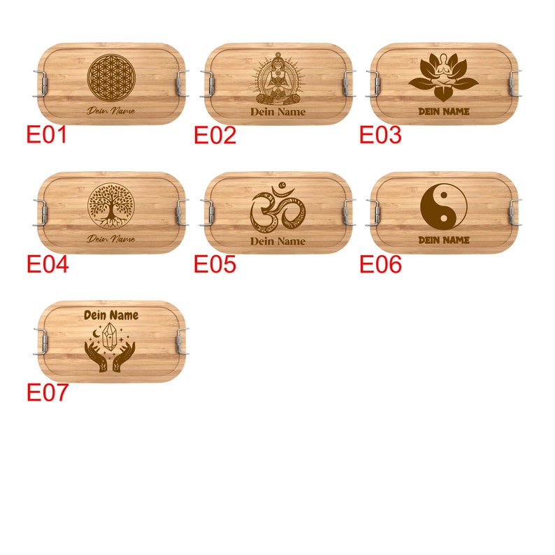 Lunchbox personalisiert mit Motiv und Namen aus Metall, Vesperdose, Brotdose, Edelstahl, Bambus zdjęcie 4