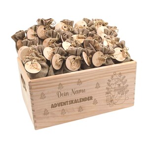 Calendario natalizio in legno, Calendario dell'Avvento da riempire, Scatola dell'Avvento per bambini, Calendario dell'Avvento per bambini, Scatola dell'Avvento personalizzata, orso