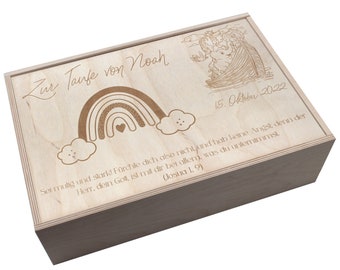 Personalisierte Taufbox mit Schiebedeckel Box XL Aufbewahrungsbox Erinnerungskiste mit Namen Geschenkbox Geschenkidee zur Geburt