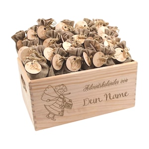 Calendario natalizio in legno, Calendario dell'Avvento da riempire, Scatola dell'Avvento per bambini, Calendario dell'Avvento per bambini, Scatola dell'Avvento personalizzata, angelo