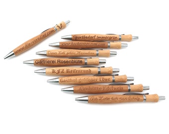 Kugelschreiber personalisiert mit deiner Wunschgravur aus Bambus und schwarzer Mine in ergonomische Form