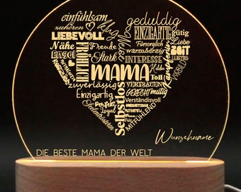 Gepersonaliseerd nachtlampje, slaaplampje met naam, cadeau voor mama, Moederdagcadeau, presentje voor mama, Moederdag, verjaardag van mama