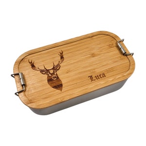 Brotdose Hirsch, Personalisierte Brotdose, Jäger Geschenk, Lunchbox Jäger, Brotdose Junge, Männergeschenke, Große Brotdose, Jagd Geschenke