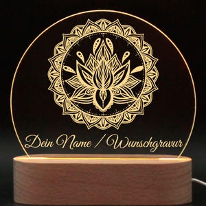 Nachtlicht personalisiert, Nachttischlampe, Meditiation Lampe, Schlummerlicht mit Name, LED-Lampe, Achtsamkeit, Yoga Geschenk, Mandala