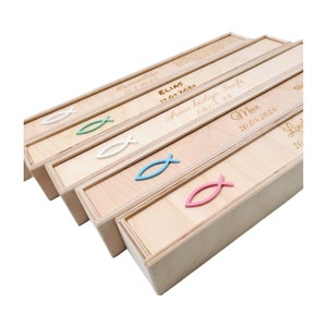 Kerzenbox Taufkerze bis 44cm personalisiert Kommunionskerzenbox mit Namen Patenkerzen mit Wunschnamen Kerzenbox Kerzenaufbewahrung Taufbox