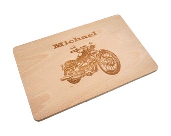 Regalo moto, tabla de desayuno regalos personalizados para hombre, tabla de madera moto, moto, regalos para hombre, regalo papá, Día del Padre