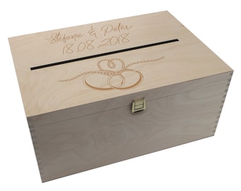 Personalisierte Geldbox Kartenbox Briefbox Hochzeitskartenkiste mit Klappdeckel Box XXL zur Hochzeit