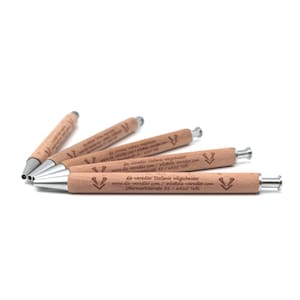 Gepersonaliseerde balpen van beukenhout en blauwe vulling, bedankje huwelijkscadeau, doopcadeau, kerstcadeau, kleine cadeautjes