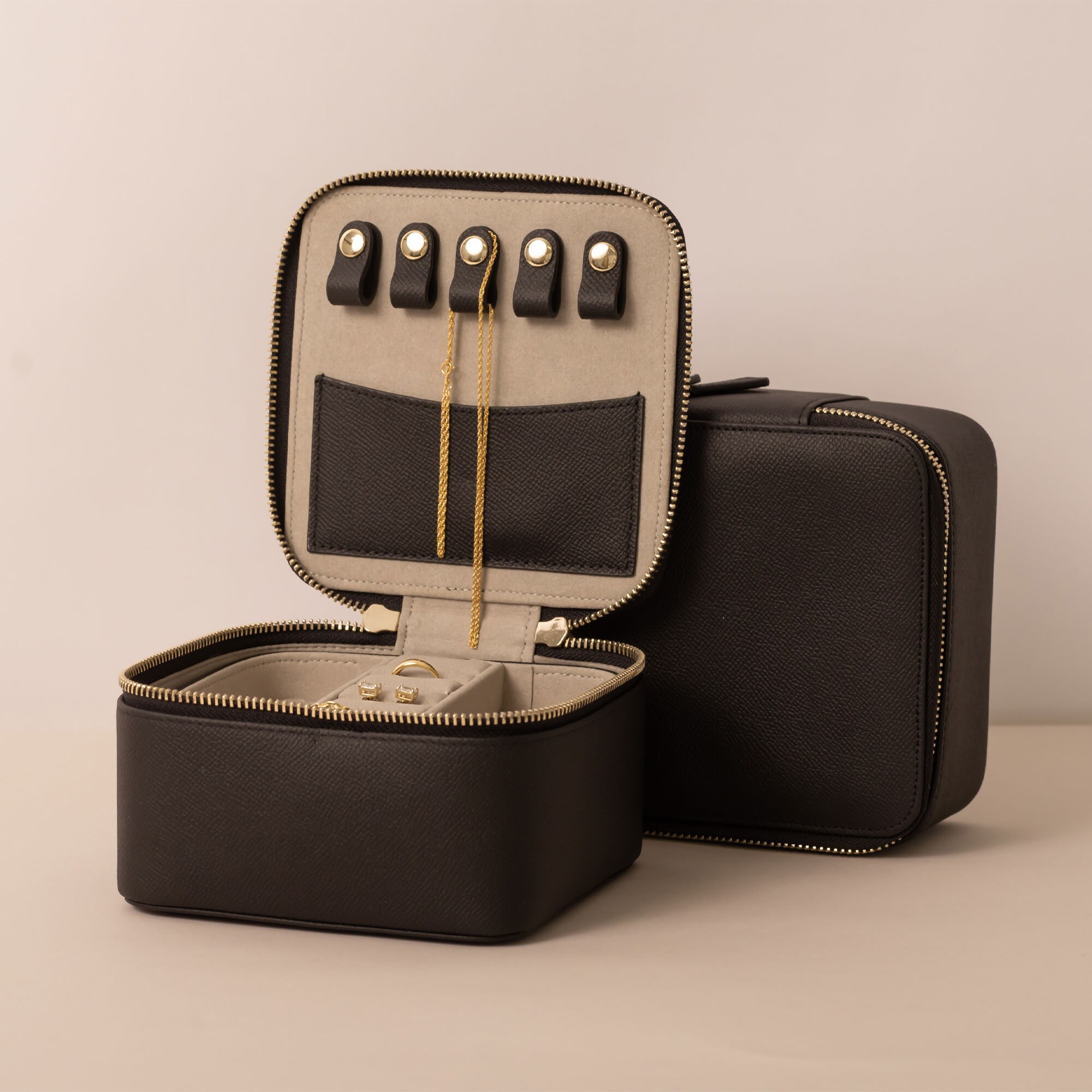 Black Leather Jewellery Case Personalised Jewellery Case Etsy