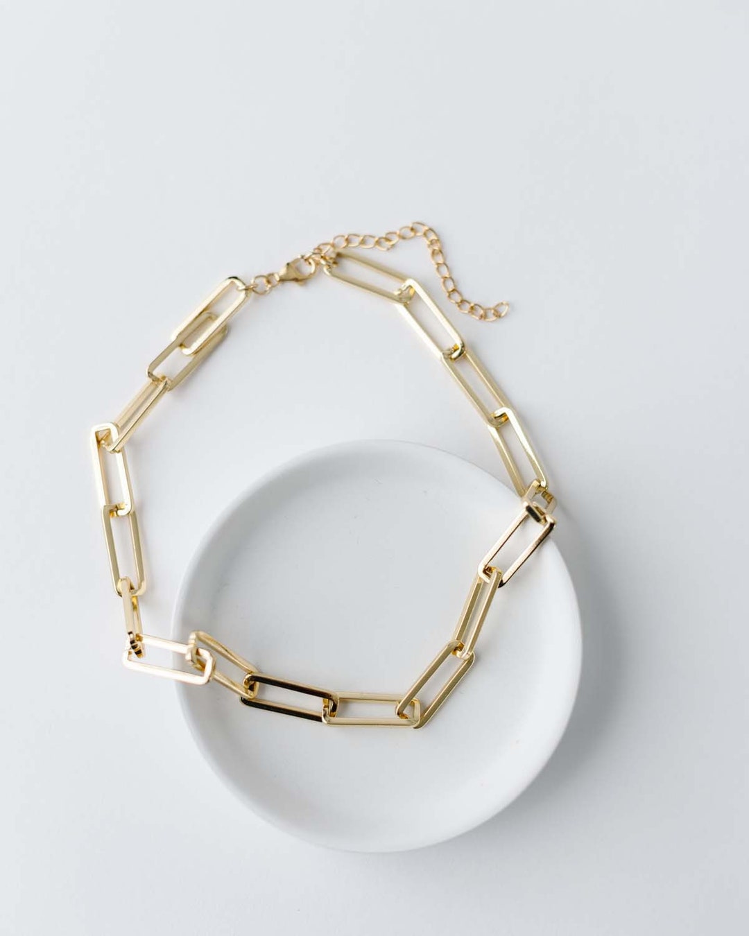 Gold Chunky Paperclip Chain Necklace, 16 Gold Paperclip Chain, Paperclip Chain Layering Necklace